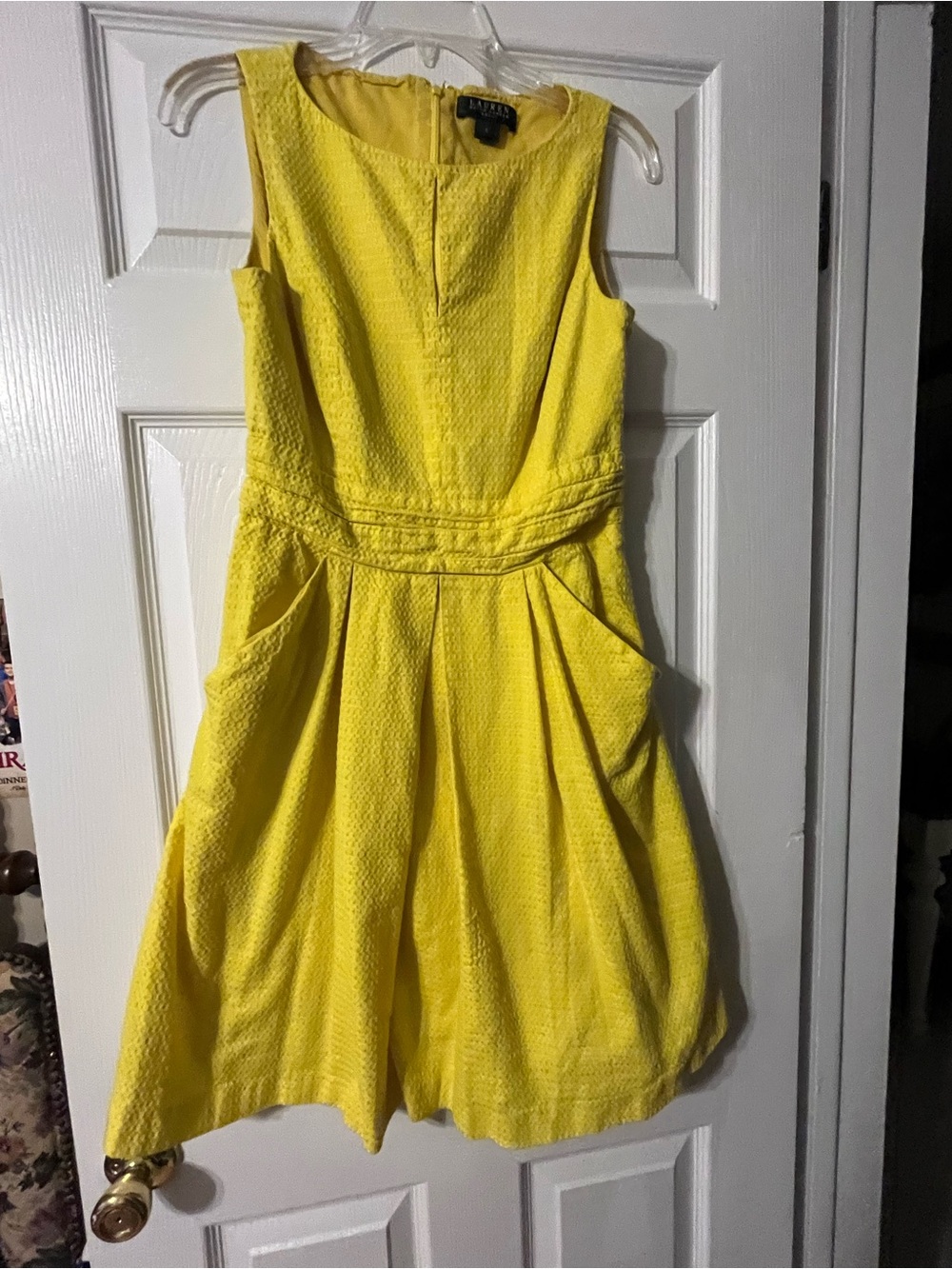 Ralph Lauren women’s Bright Yellow Textured Fit-and-Flare Dress